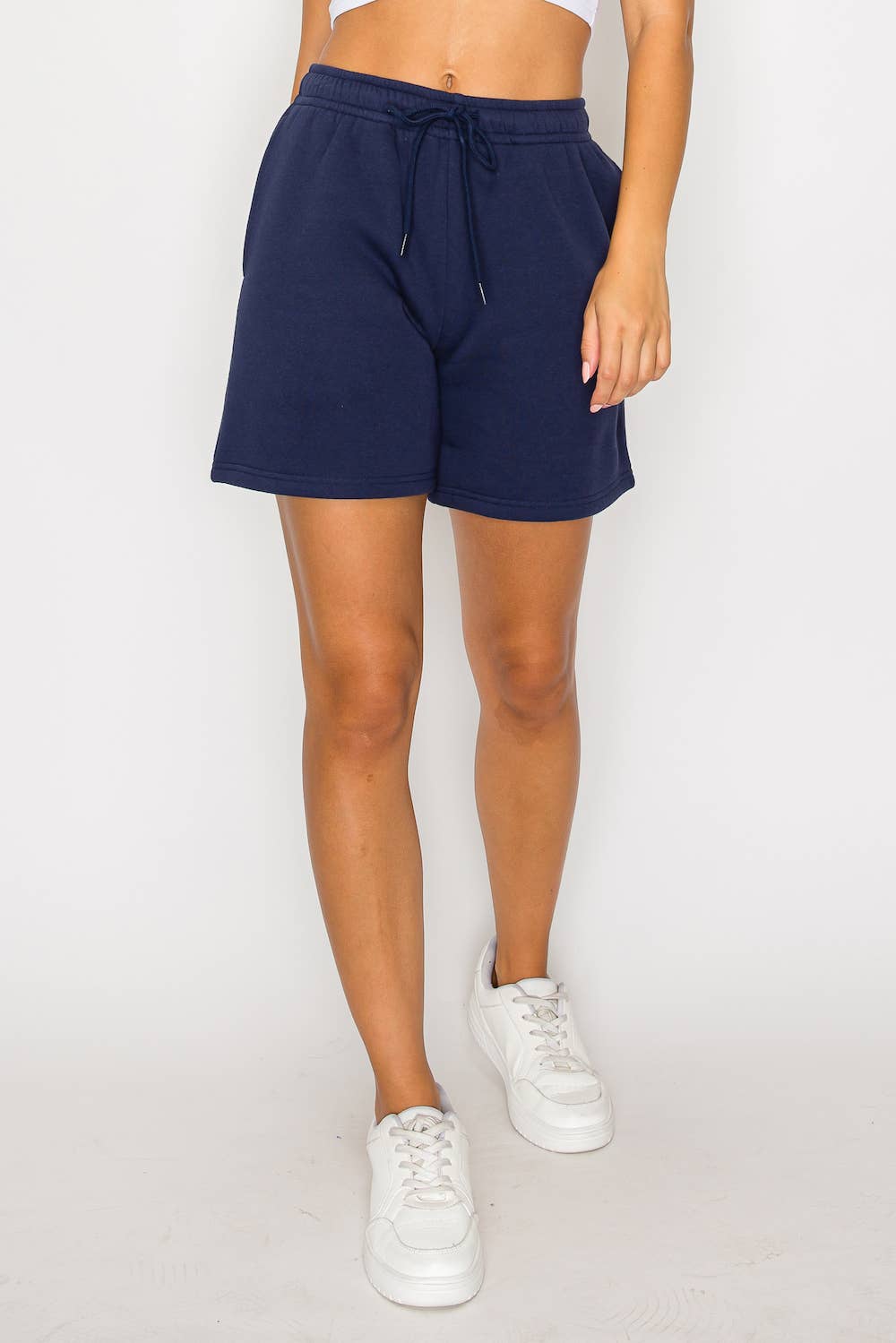 Color 5 – wholesale Shorts – Dam – Enfärgad fleece löst sittande avslappnade långa shorts med fickor1