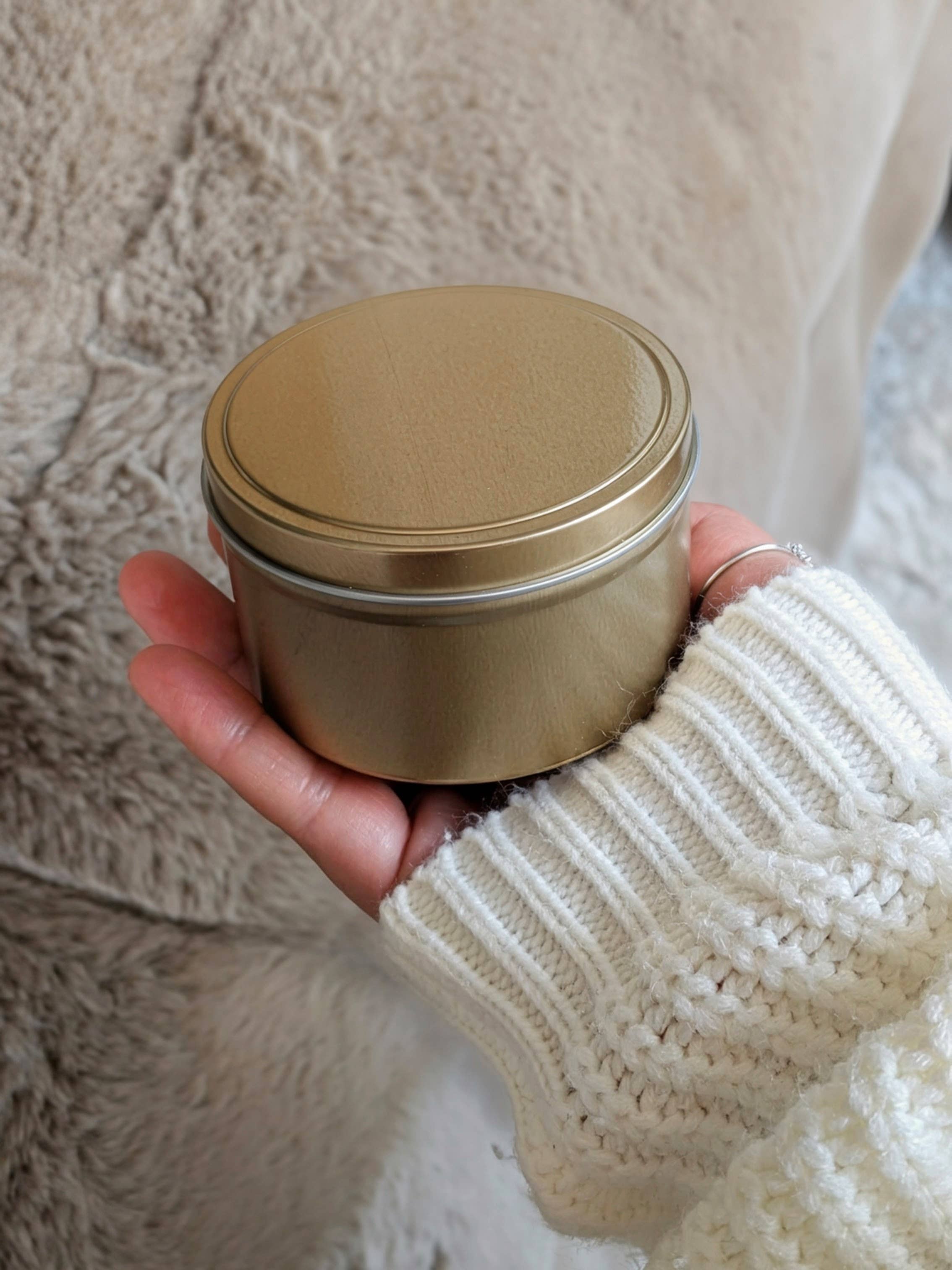 SummerCay Candle - Wholesale Travel Candles - Cashmere Plum | 5.5 oz Gold Tin Soy Candle | NO LABEL2