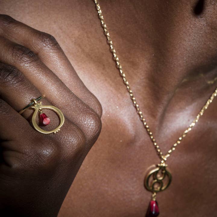 Anet’s Collection - Wholesale Pendant/charm necklace - Pomegranate Gold Plated Necklace5