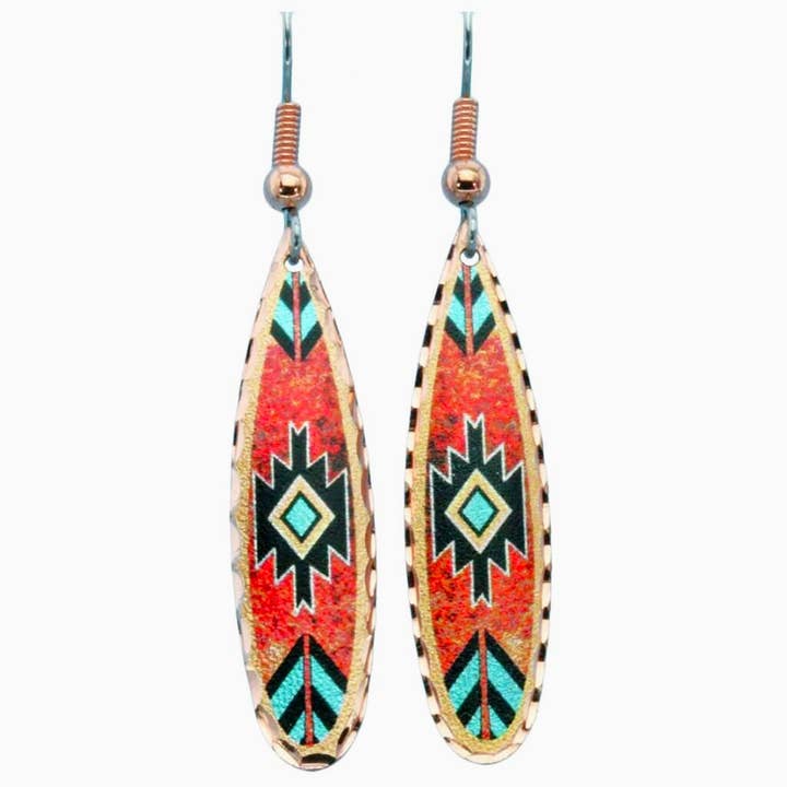 SN 7152 Red and Turquoise Native Earrings for wholesale by COPPER ARTS INC.