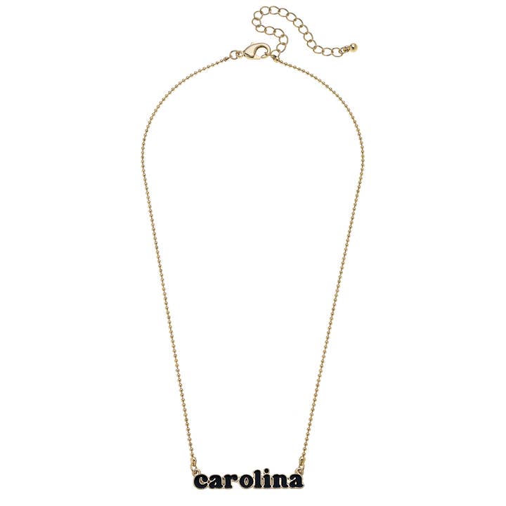 South Carolina Gamecocks Slogan-Halskette in Schwarz/Glänzendem Gold für den Großhandel von Canvas Style