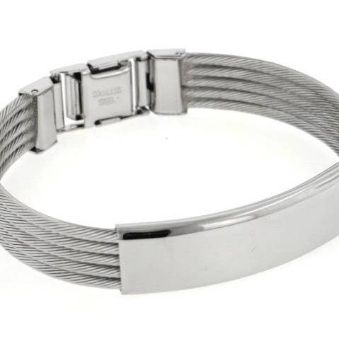 Stainless Steel Engravable Wire Cable Bangle Bracelet for wholesale by Silver Insanity