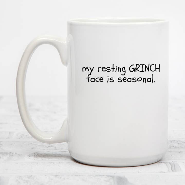 Mon visage de GRINCH au repos est saisonnier | Tasse en céramique de 15 oz pour la vente par Rustic Avenue