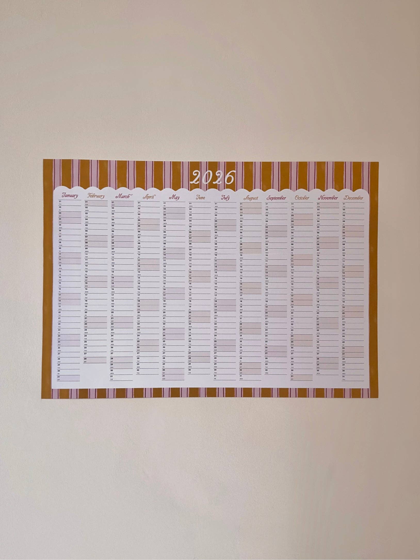 Daymaker Stationery - Wholesale Planner - 2026 Year Planner 'Golden Stripe'1