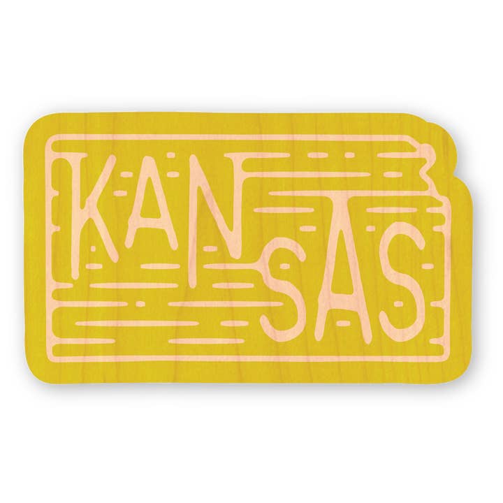 Morris Magnets - Wholesale Sticker - Mini Wood Sticker - Kansas Drawn State