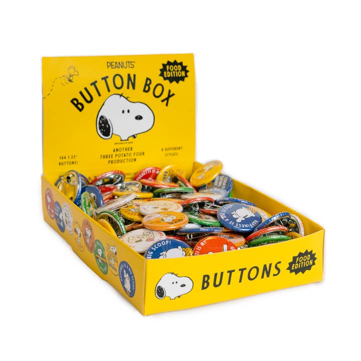 Three Potato Four - Wholesale Lapel Pin/Button - 3P4 x Peanuts® - Snoopy Button Box (Food Edition)