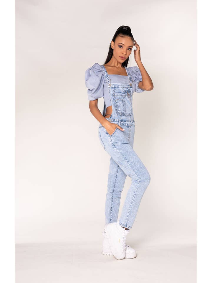 Nina Carter - Wholesale Overalls - Women's - S512 wide stretch boyfriend jean denim overalls6