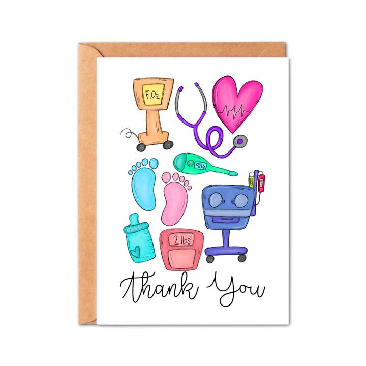 NICU Labor and Delivery Nurse Watercolor Thank You Card for wholesale by Simply Crafty