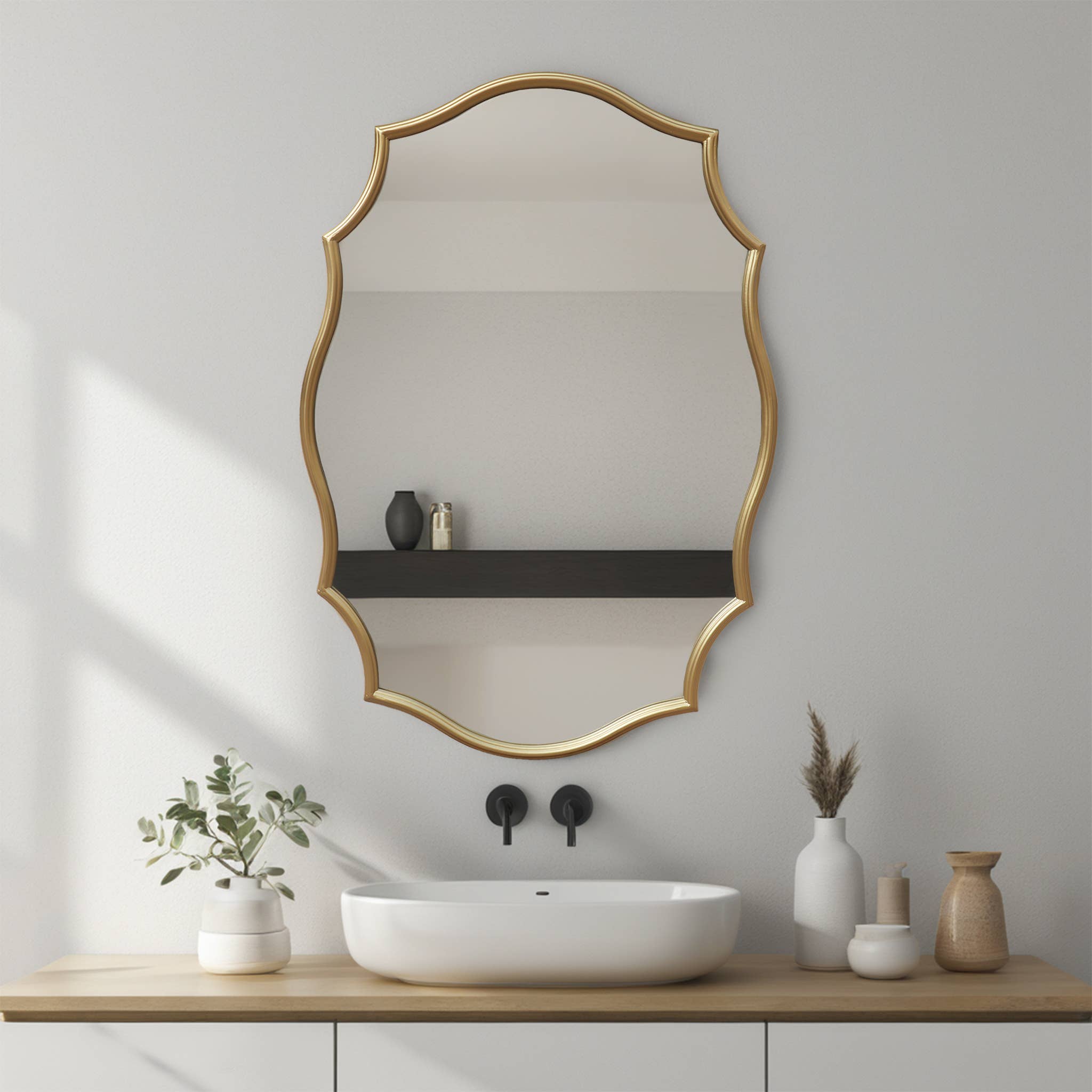 Paris Loft Inc - Wholesale Wall Mirror - Scalloped Edge Metal Framed Bathroom Mirror4