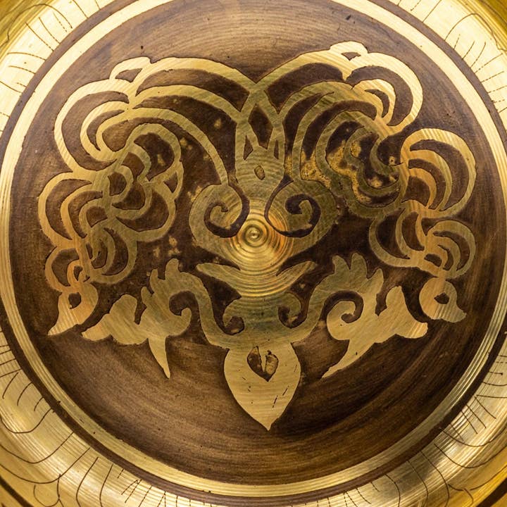 Fwosi - Wholesale Meditation Supplies - Himalayan Tibetan Singing Bowl | Kalash Carving Sound Bowl Meditation Set Mallet & Cushion | Chakra Healing Bowl | Self-Care Gift1