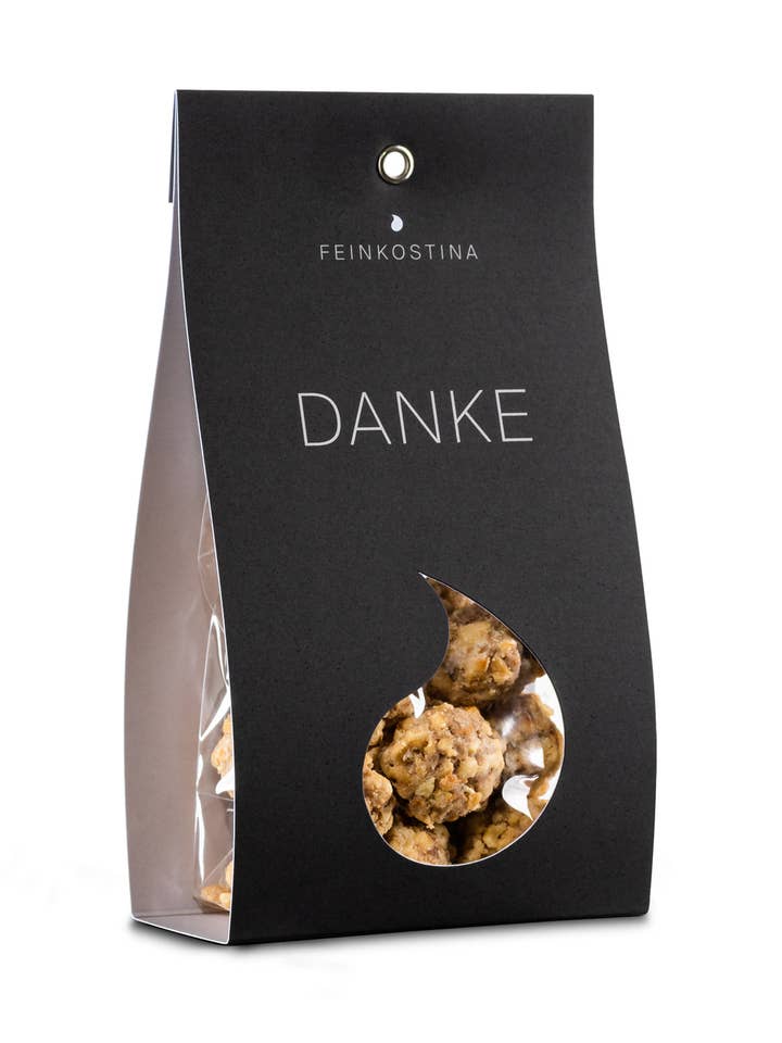 Danke - Haselnuss Trüffel mit Vollmilchschokolade für den Großhandel von Feinkostina