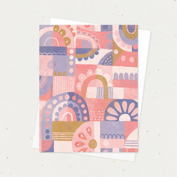 Pink Geometric A2 Everyday Greeting Card on Recycled Paper for wholesale by Natalie Adams Studio