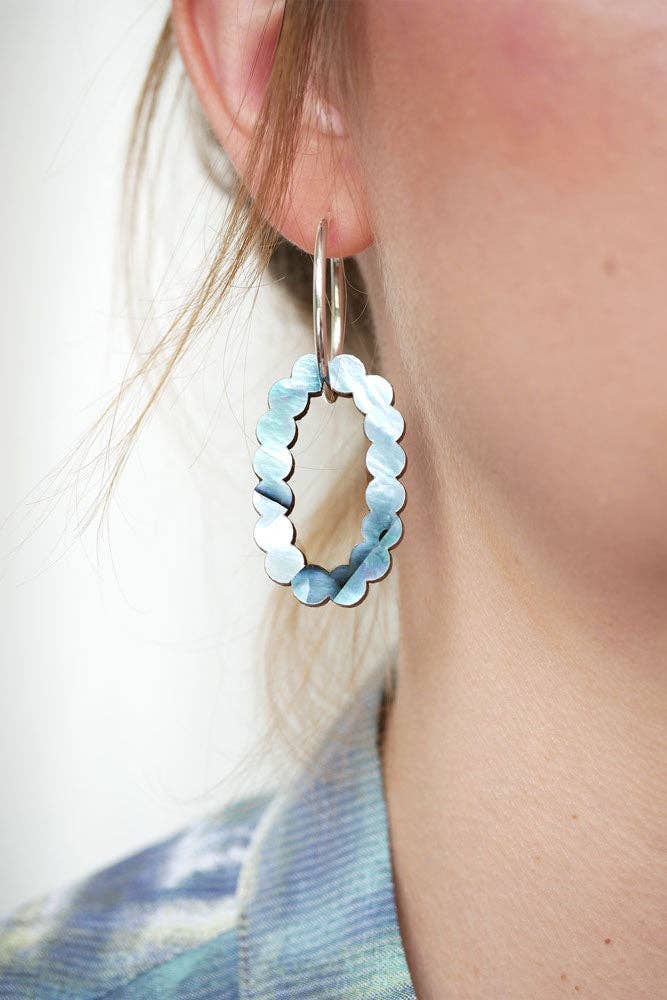 HUMUZ - Wholesale Dangle Earrings - Ring of Pearls, blue mother-of-pearl1