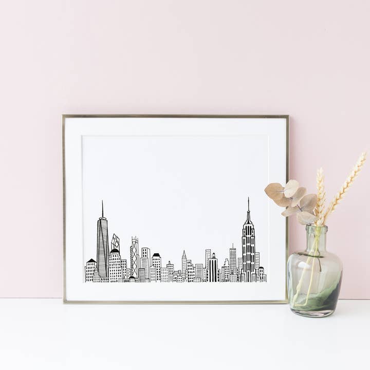 Reproduction d'art moderne de la ville de New York pour la vente par Pineapple Street Designs