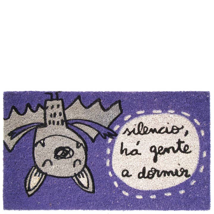 Paillasson « silence » (portugais) violet pour la vente par Laroom