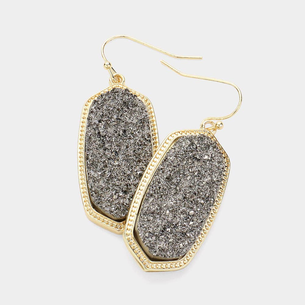 Sensibling Corp. - Wholesale Dangle Earrings - Hexagon Druzy Dangle Earrings
8