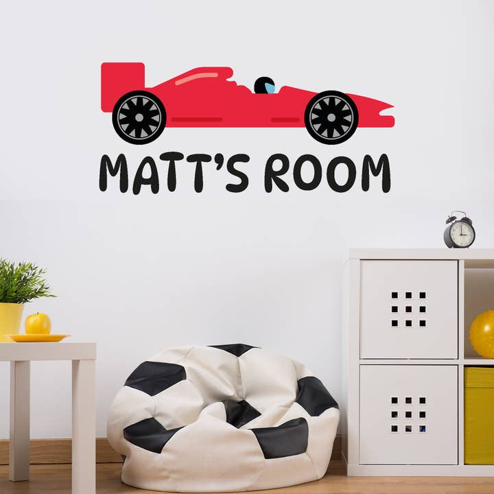 Autocollant de course - Voiture de course personnalisée avec nom et couleur pour la vente par Themed