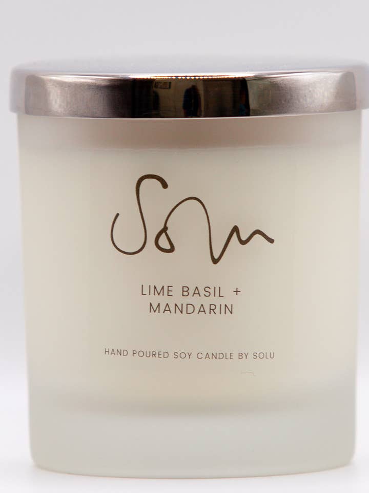 Lime Basil + Mandarin Soy Wax Candle for wholesale by Solu Candles