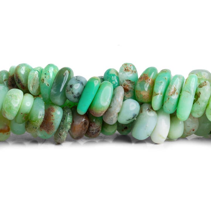 Chips lisses en chrysoprase 12x9mm, 8 pouces, 30 perles pour la vente par The Bead Traders