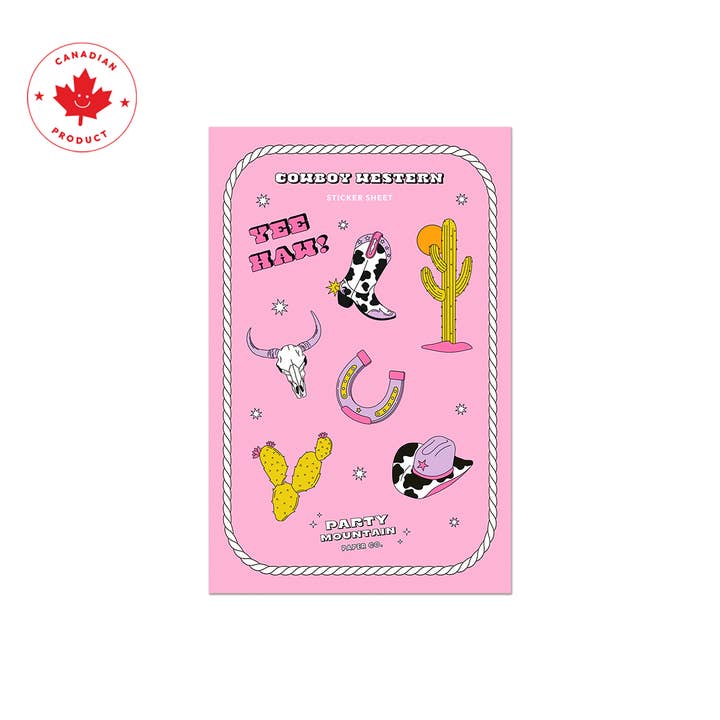 Party Mountain Paper co. - Wholesale Phone & Laptop Stickers - Cowboy Western Sticker Sheet | Last Chance