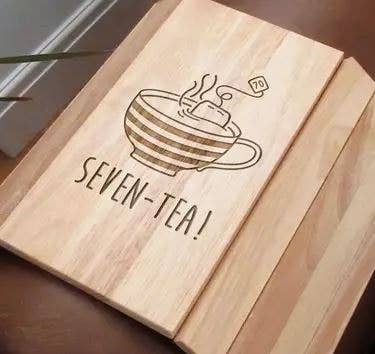 eBuyGB Craft Blanks – wholesale Decorative tray – Wooden Flexible Sofa Tray Engraved Seven-Tea Striped Teacup2