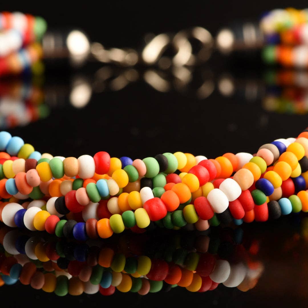 Mazzega Art & Design - Wholesale Beaded/Pearl Necklace - Murano Torchon Mat Necklace, 9 strands of intertwined rare satin pastel vintage 1980s seed beads (approximately 50 cm in length), hypoallergenic clasp.1