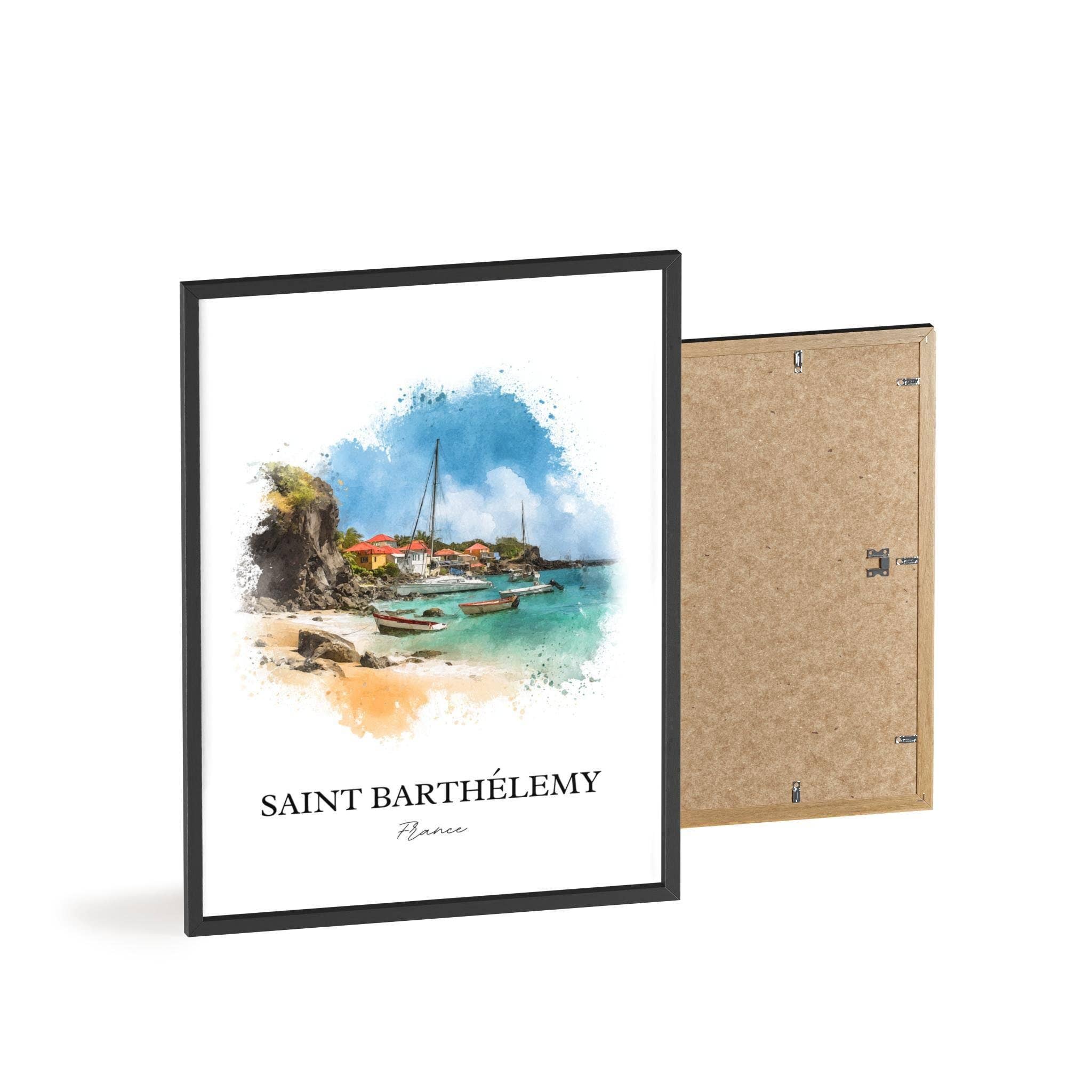 Premium Travel Art – wholesale Art print – Saint Barthélemy Wall Art, St Barts Print, Caribbean Watercolor Art, St. Barts Gift, St Barts Travel Print, Travel Poster, Housewarming Gift7