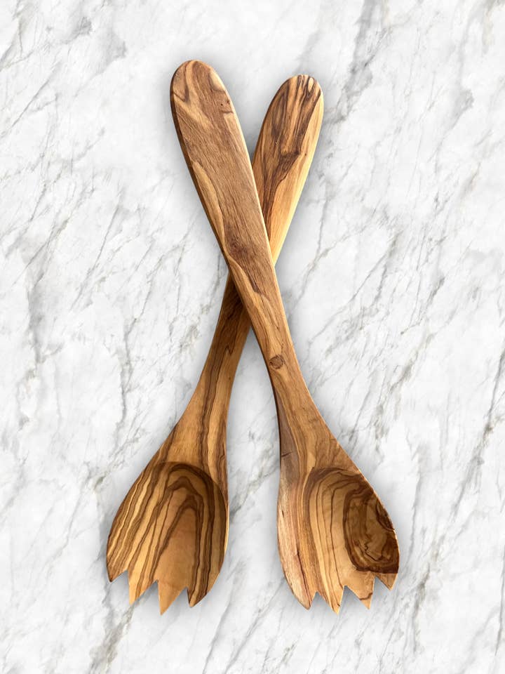 Spork Set 12" in olive wood for wholesale by Kitchenware Imports