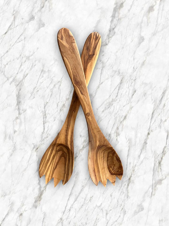 Spork Set 12" in olive wood for wholesale by Kitchenware Imports