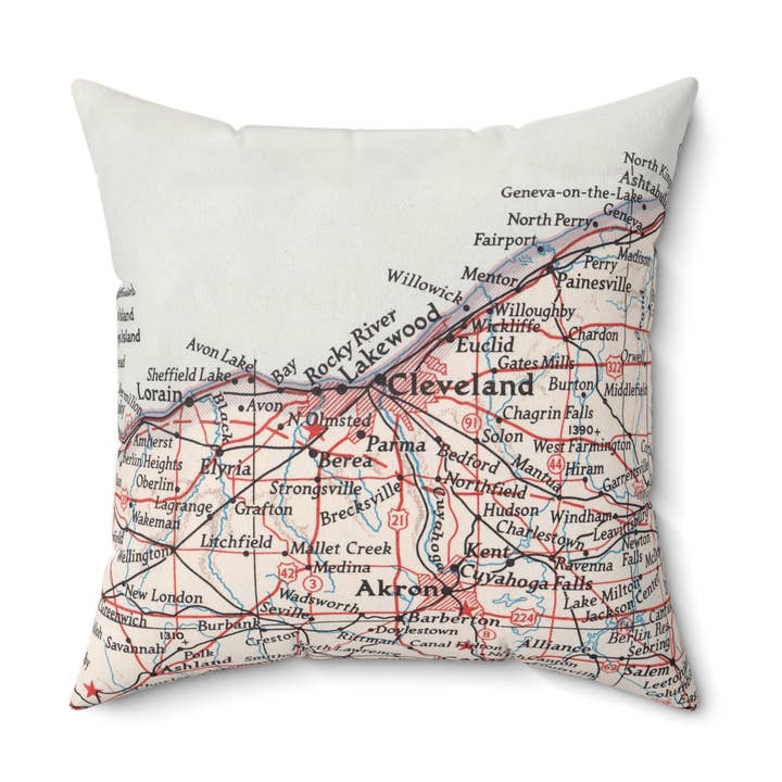 Cleveland Ohio Map Throw Pillow Decorative Pillow for wholesale by Daisy Mae Designs