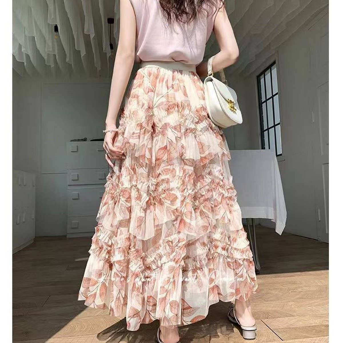 ACCITY - Wholesale Skirt - Women's - LAYERING TULLE SKIRTS WITH FLORAL PRINTS_CWBLS040020