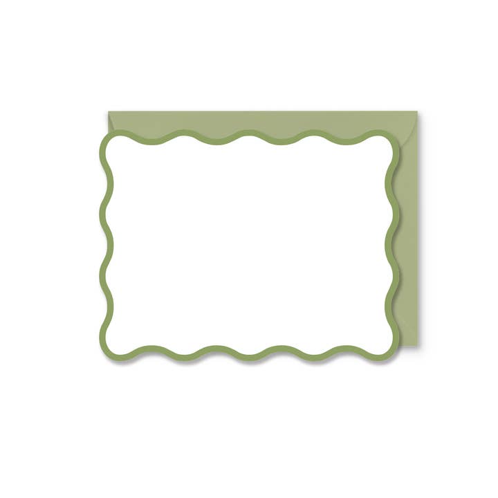 Ellen Davis Creative - Wholesale Stationery/Notecard Set - Wavy Green Notecards | Set of 81