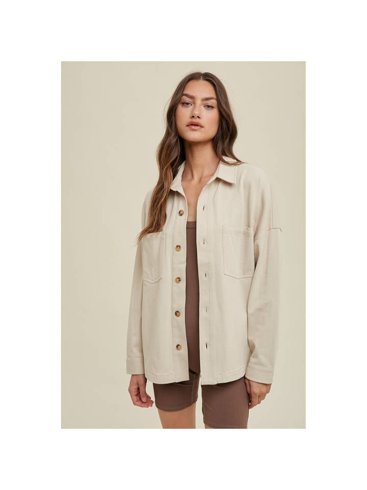 Wishlist Apparel - Wholesale Shirt Jacket/Shacket - Women's - COTTON KNIT SHACKET WITH POCKETS / WL24-84814