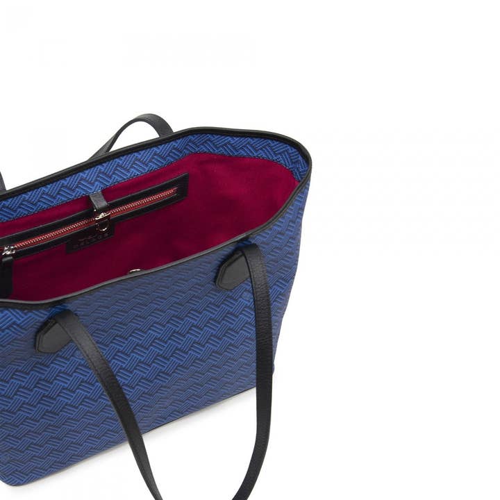 Delage - Wholesale Tote Bag - Women's - Lulu PM Blue Canvas & Black Leather2
