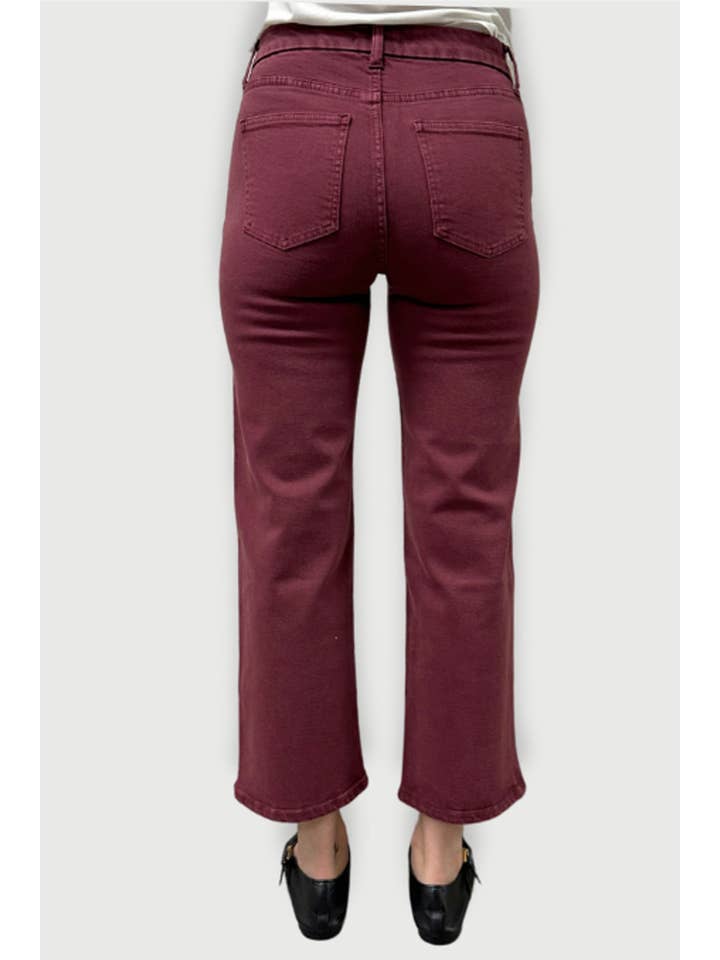 Addington Mid Rise Wide Leg Crop Scuplt+ Wine Overdye for wholesale on Faire1