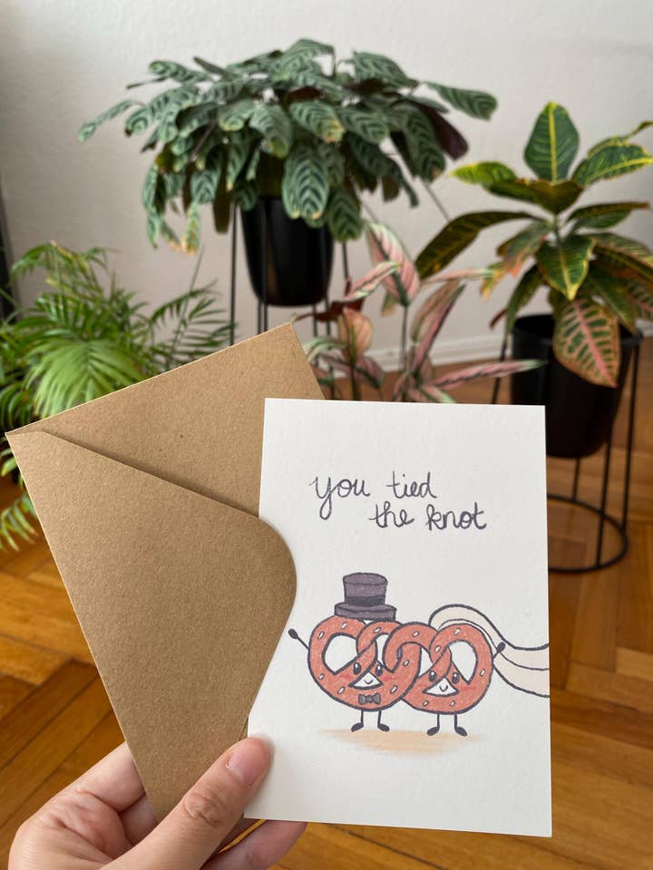 Cartão de Casamento com Trocadilho Engraçado de Pretzel com Envelope por atacado de Chumi Studio