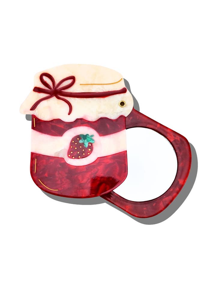 Hand-painted Strawberry Jam Compact Mirror for wholesale by Solar Eclipse