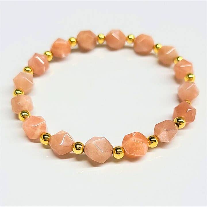 Sunstone Faceted Beaded Bracelet 8mm for wholesale by The Healing Sanctuary