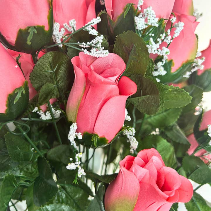 David Christopher's Collection - Wholesale Artificial Flowers - Rose Bud Bush (23.5”) x 24 Hot Pink