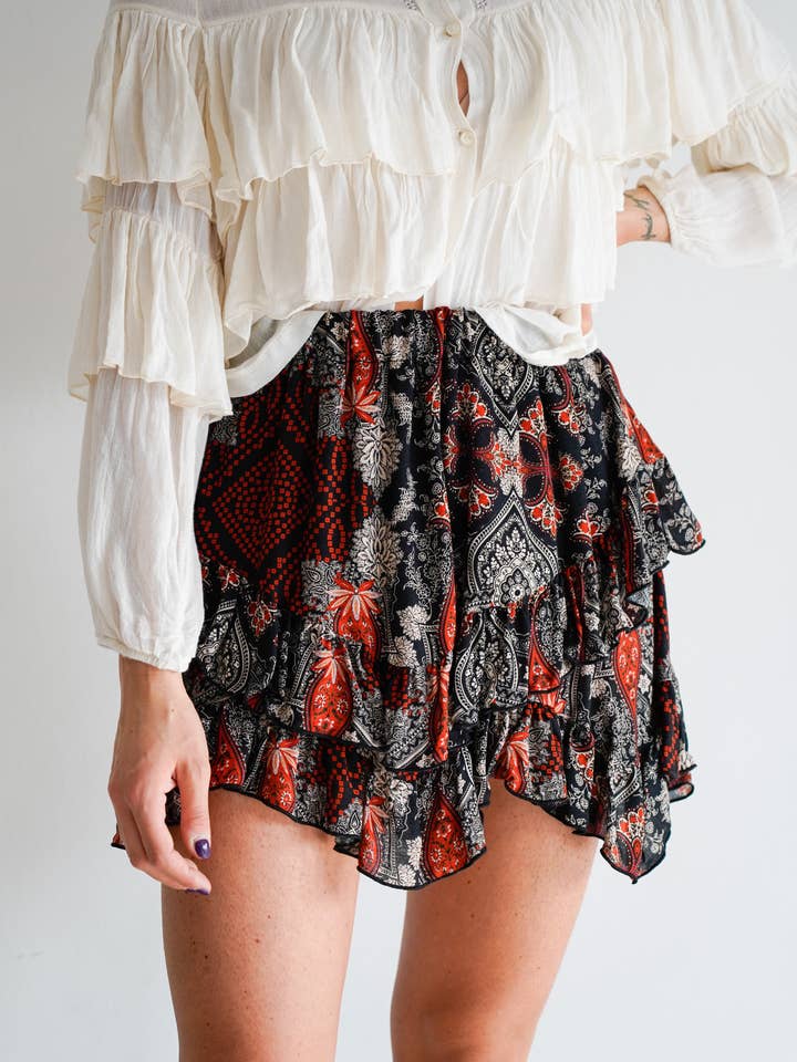 Patterned flounce skirt for wholesale by Haveone