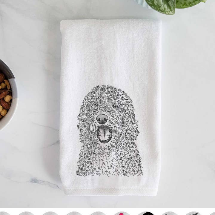 Phillip the Portuguese Water Dog Hand Towel for wholesale by Inkopious