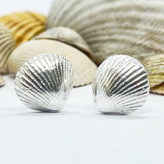Silver Cockle Shell Earrings for wholesale by the ticketyboo coo
