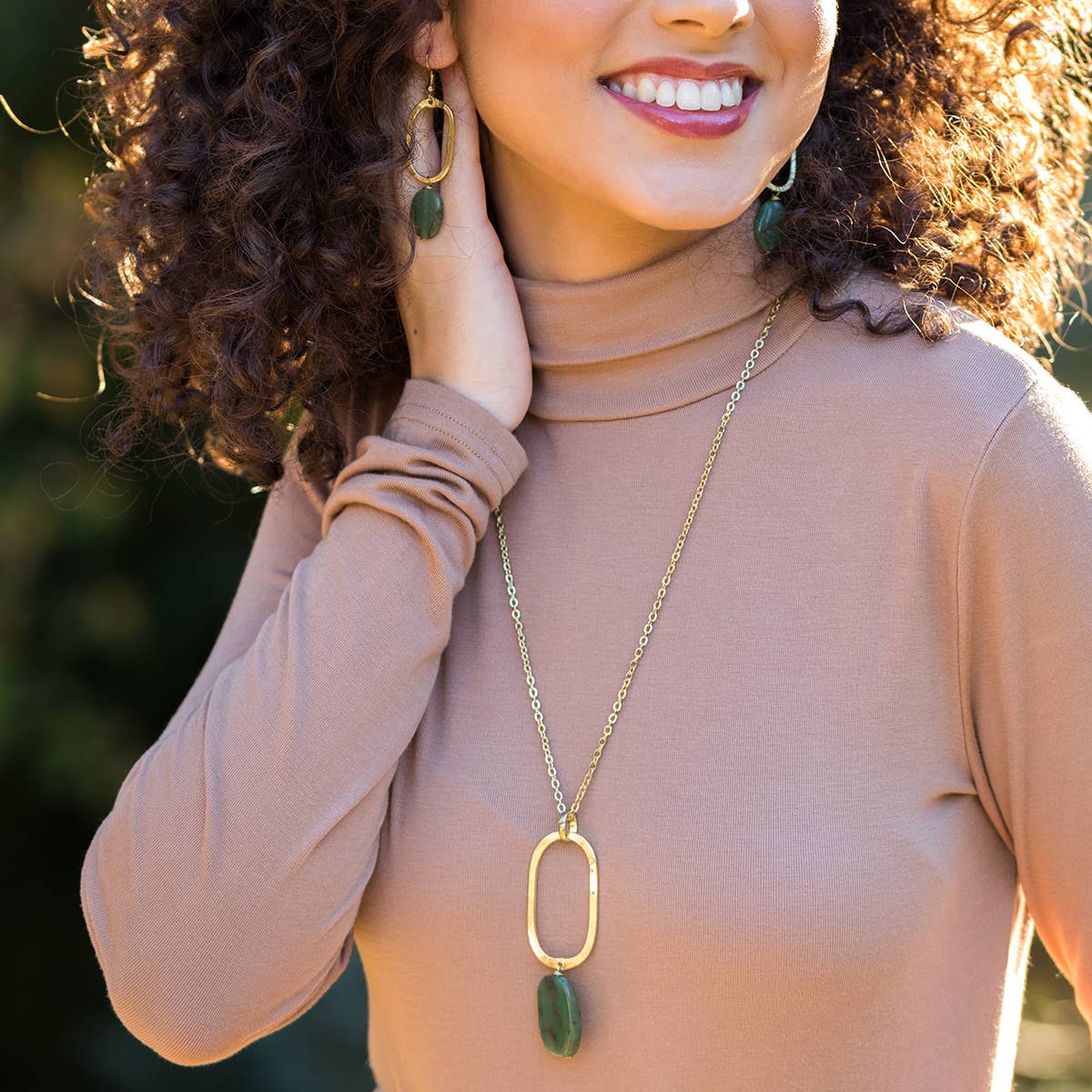 Anju Jewelry - Vente Colliers à pendentif - Collier géométrique plaqué or - Aventurine1