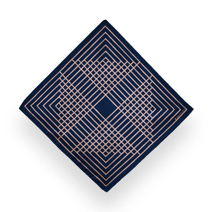 Geometric Cotton Bandana Navy - Around the Block for wholesale by Overflow & Co.