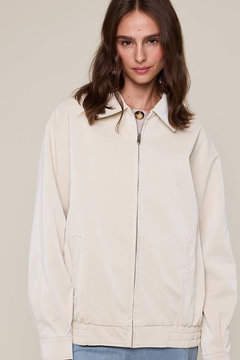 Sky to Moon - Vente Veste en cuir – femme - VESTE OVERSIZE À COL EN SIMILICUIR AVEC DÉTAILS POINTUS12