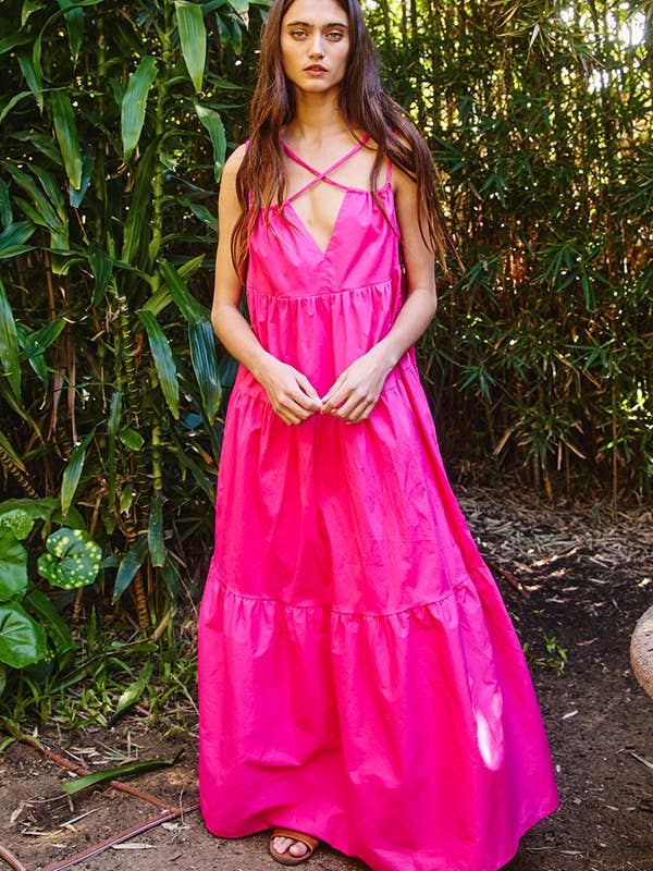 BUCKETLIST INC - Wholesale Dress - Women's - D4070 -Strappy Tiered Poplin Maxi Dress26