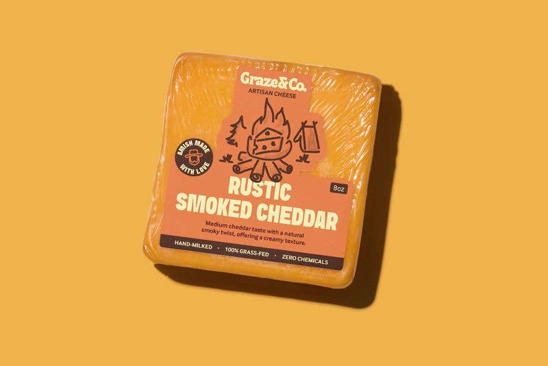 Graze & Co. - Wholesale Cheese - Rustic Smoked Cheddar - 8oz. Artisanal Cheese1