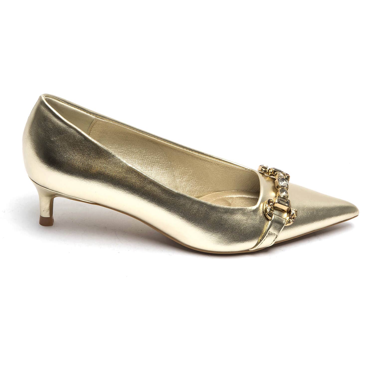 No Doubt Shoes – wholesale Low heels – Women′s – POINTED TOE GEMSTONE PUMP HEEL WITH GOLD CHAIN PARTY SANDALS11