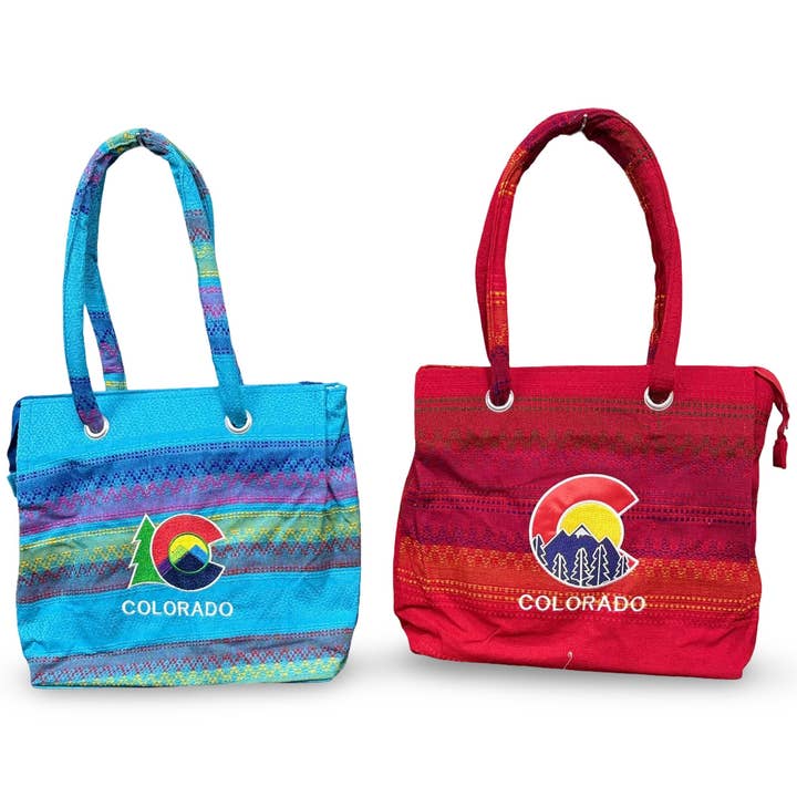 Colorado Manta Shoulder Tote with Handles Zippered and Lined for wholesale by Sanyork Fair Trade