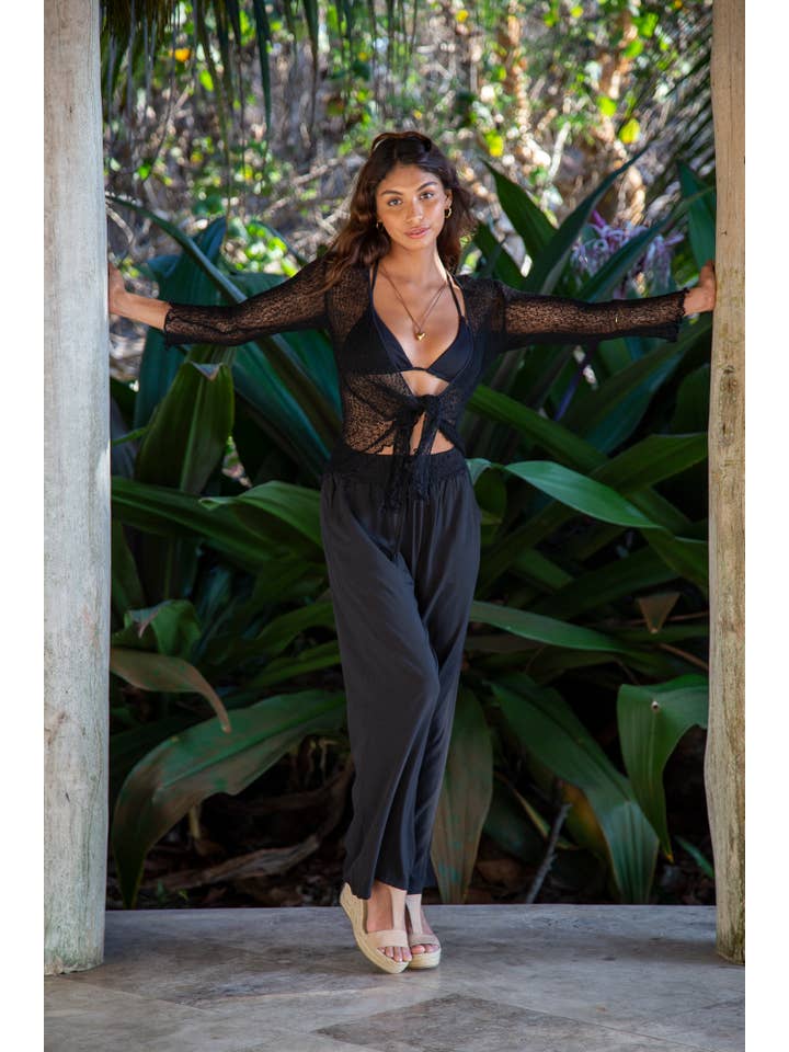 Bali Prema - Wholesale Cardigan - Women's - Summer Knit Sheer Cardigan Bolero Shrug Cover in Black8